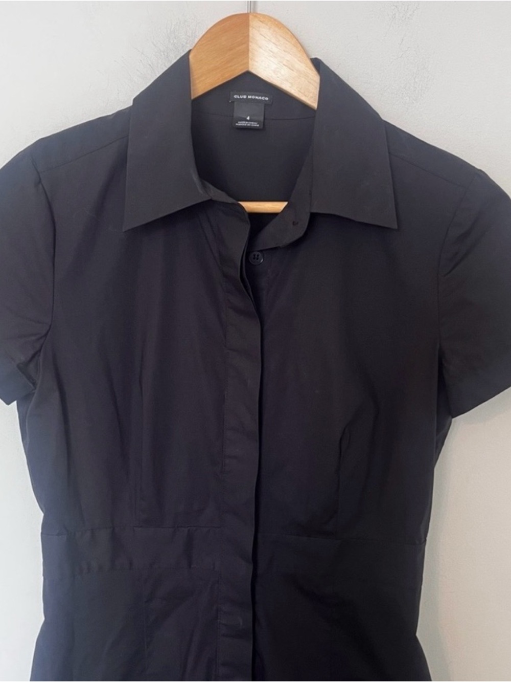 🌼Club Monaco Sz 4 Classic Black Shirt Dress - Picture 3 of 8